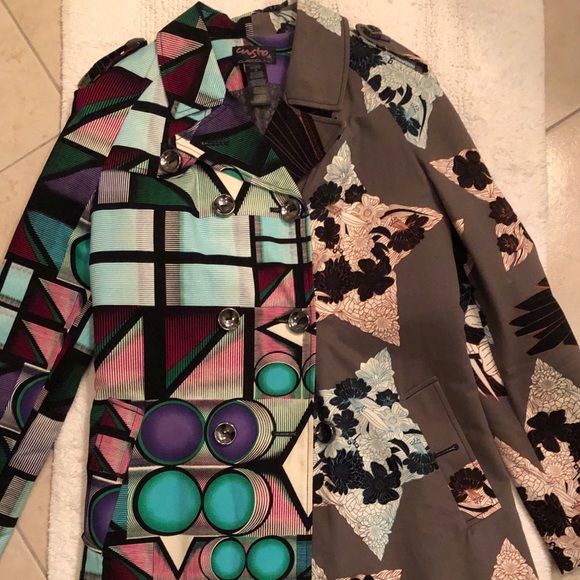 New Custo Barcelona Floral Pea Coat for fall or light winter days - Picture 1 of 3